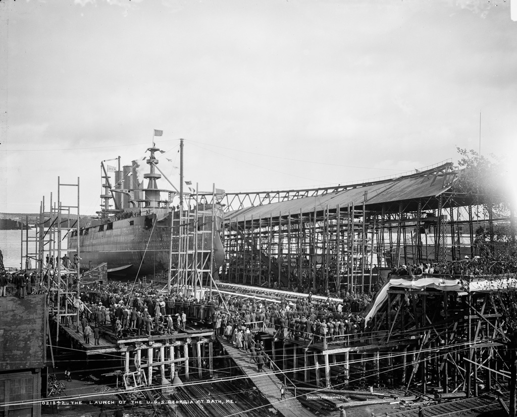 The Launch of the U.S.S. Georgia at Bath, Me