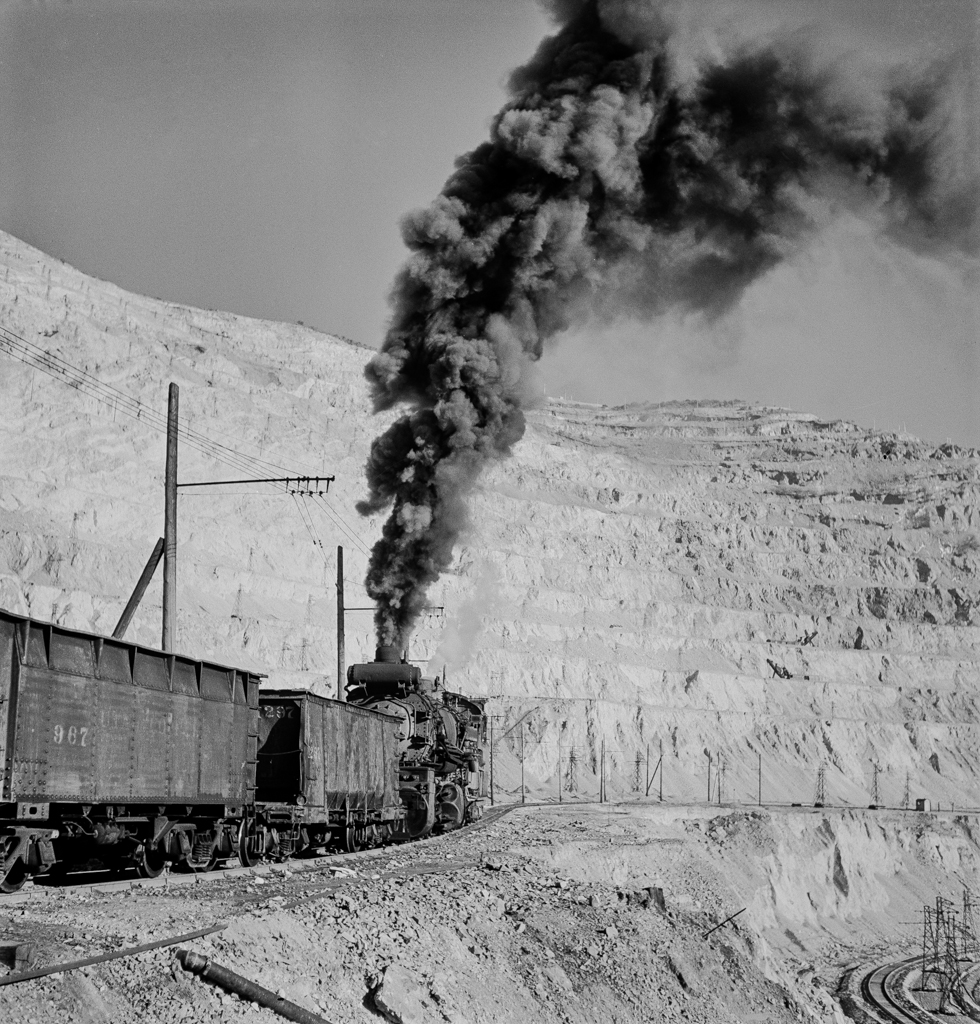 Bingham Canyon, Utah. Ore train at a mine of the Utah Copper Company-Edit