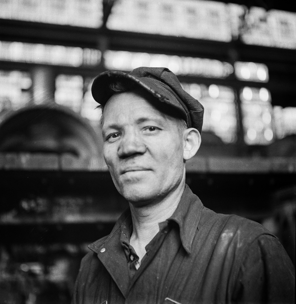 Chicago, Illinois. A welder at the Chicago and Northwestern Railroad repair shops 2