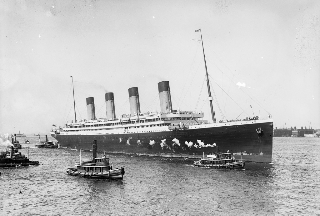 White Star S.S. Olympic [guided in by tugboats Geo. K. Kirkham and Dowmer