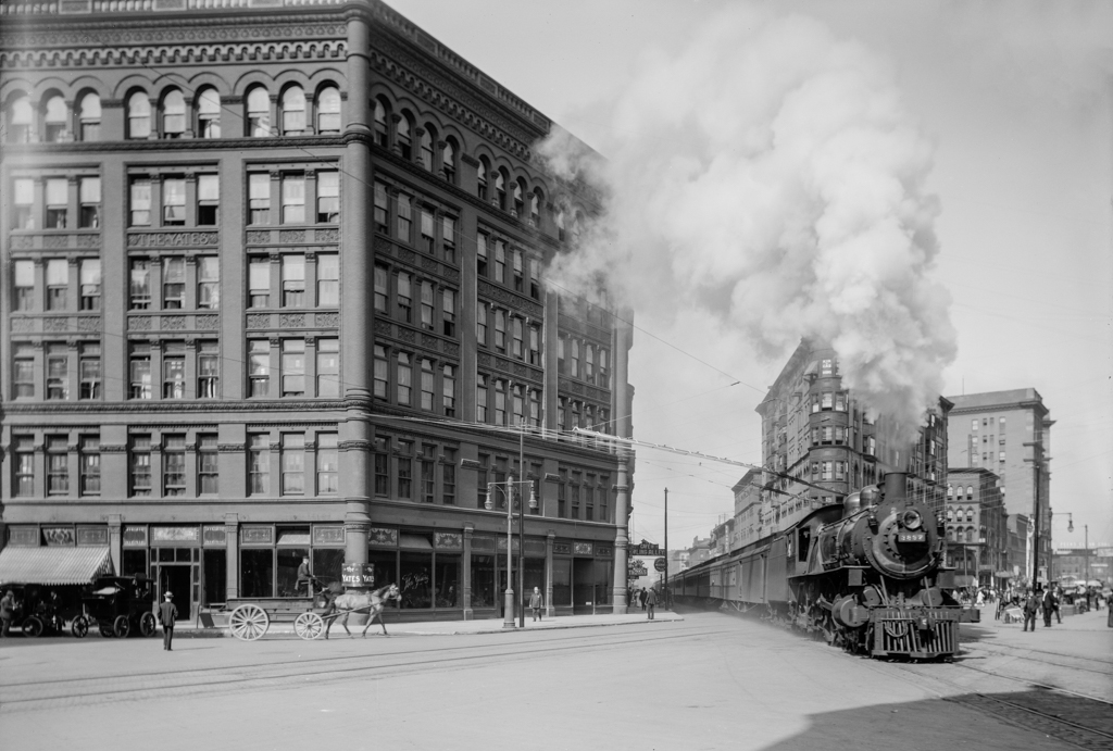 Empire State Express (New York Central Railroad) passing thru Washington Street, Syracuse, NY-2-Edit