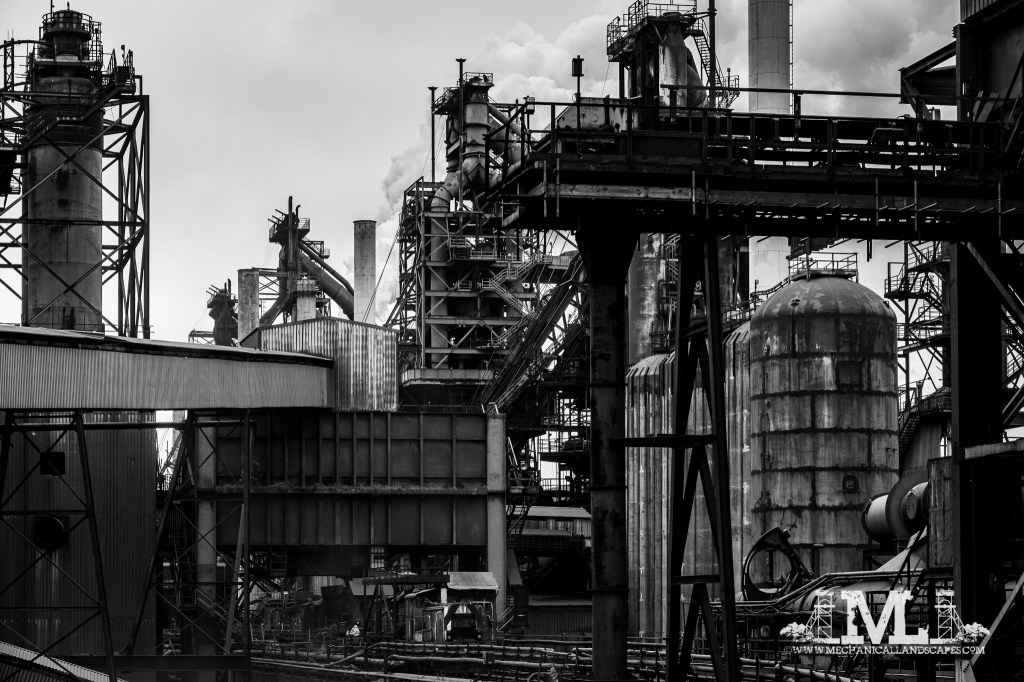 Up on the high line, the railway track that services the four blast furnaces. The end brake van wasn’t available for punters to use so I couldn’t repeat the photograph I got last time unfortunately.